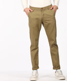 Slim Fit Men Khaki Trousers