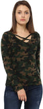 Casual Regular Sleeve Printed Women Multicolor Top Camouflage