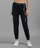 Women Dark Blue Trousers Black