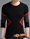 This Striped Men Round Neck Black T-Shirt Black