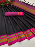 Self Design Daily Wear Nylon Blend Saree BLACK