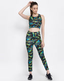 Chevron/Zig Zag, Printed Women Track Suit Black, Green