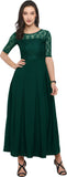 Women Maxi Black Dress GREEN